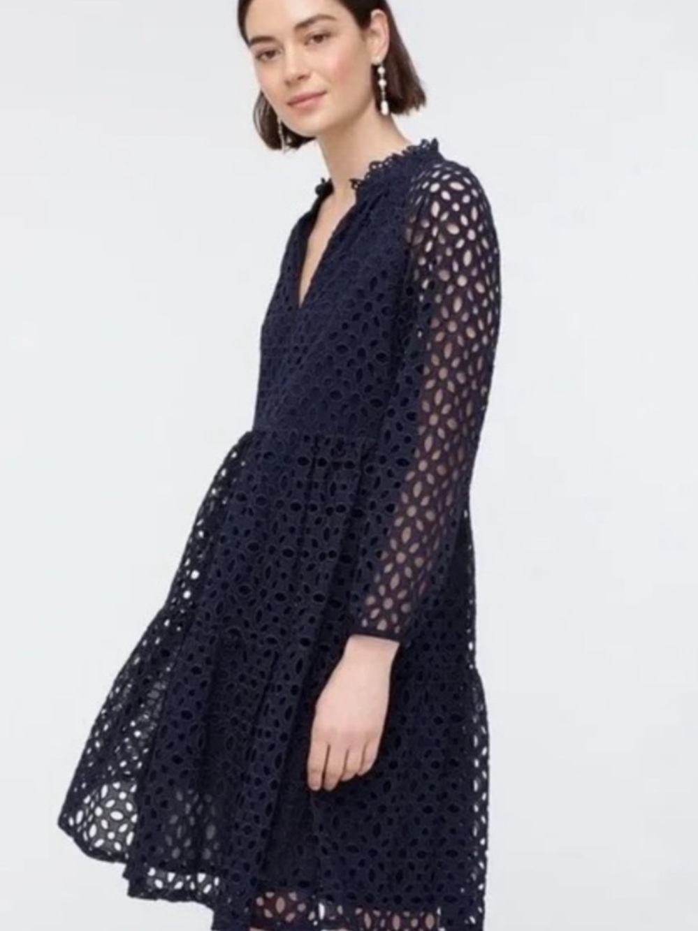 J Crew Tiered Popover Dress in Embroidered Eyelet